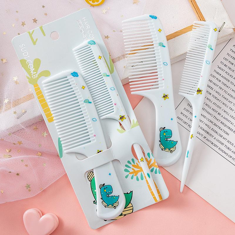 2pc Set Cartoon Children's Comb for Baby Girls Cute Kids Anti-Static Plastic Hair Comb Hairdressing Pointed Tail Combs Baby Care