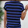 Женская летняя футболка с коротким рукавом, круглым вырезом, сетчатая в полоску, пуловер, топ