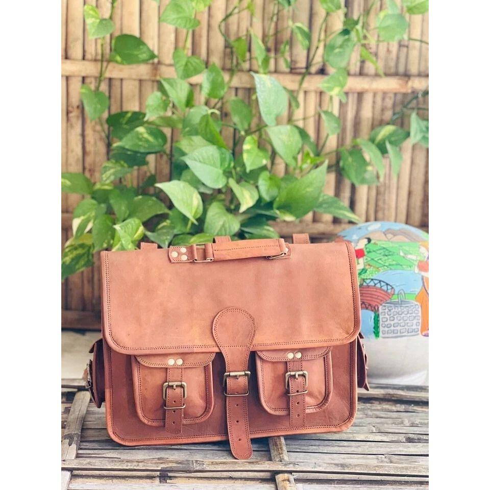 Роскошная кожаная винтажная сумка-мессенджер для ноутбука ручной работы