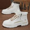 Fashion Winter Mens Warm Ankle Boots Fashion Versatile White Leather Shoes Outdoor Non-slip Sneakers for Man Motocycle Snows Boots Botas