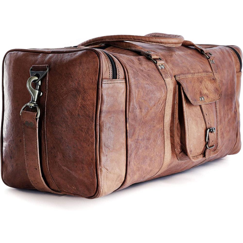 Кожаные спортивные сумки, большие 24-дюймовые квадратные вещевые сумки для путешествий, спортзала, спортивной недели на ночь