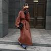 2026 Женский длинный хлопковый тренч с воротником-стойкой, двубортный, с поясом, уличный стиль, оверсайз