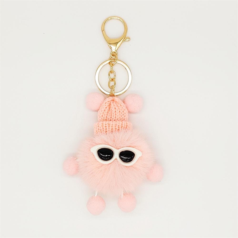 1pc Fashion Cute Mini Ice Cream Key Ring With Tassel Student Fluffy Pom Pom Velvet Plush Keychain For Girls Bag Decoration Gift