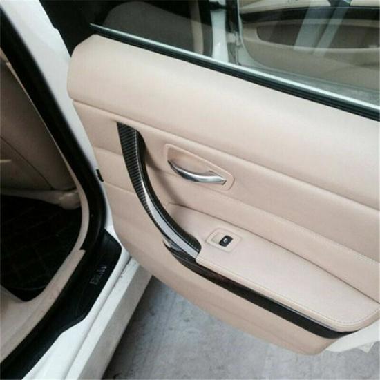 3pcs ABS Carbon Fiber Look Car Interior Door Handle Trim For BMW 3 E90 E92 LHD