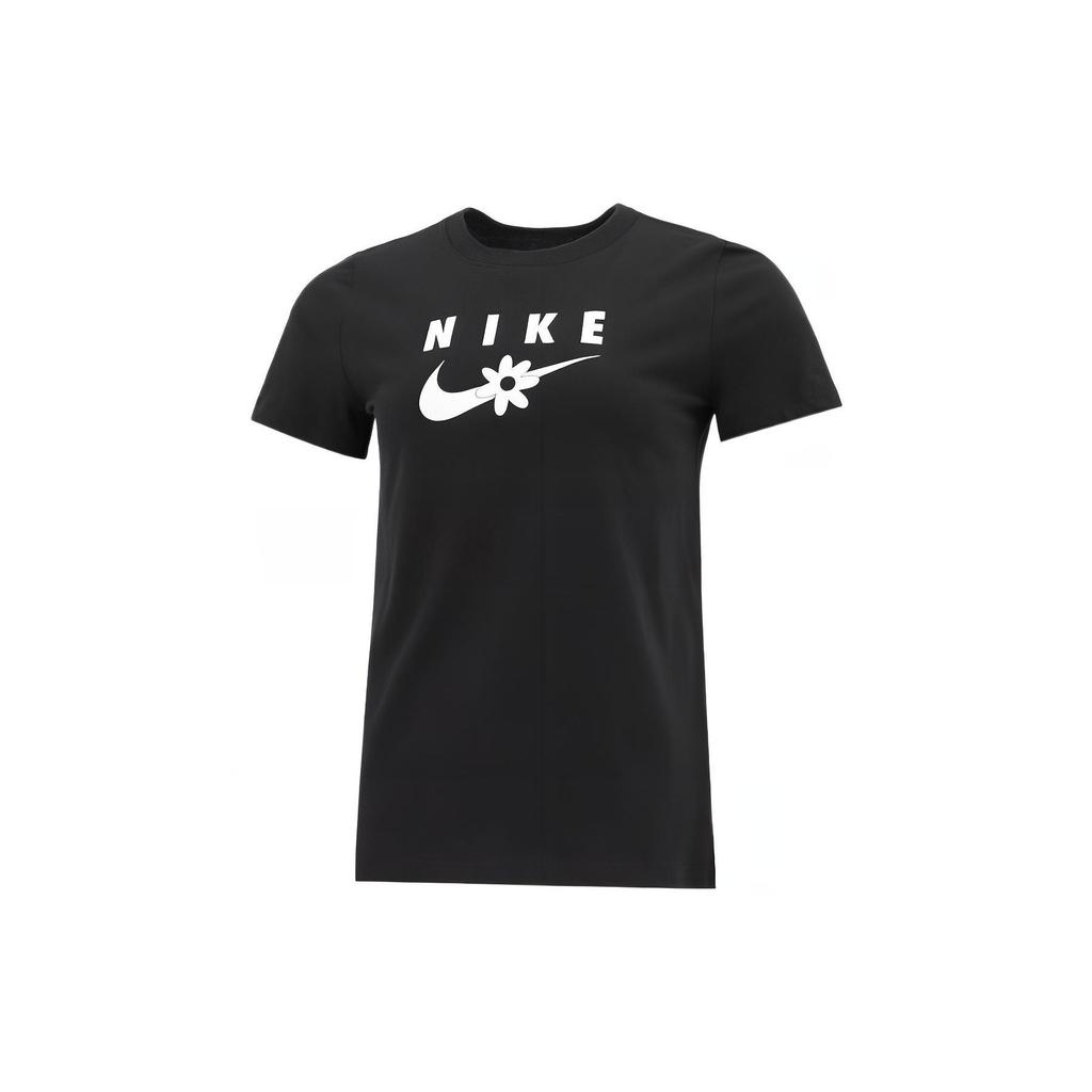 Nike Sportswear Daisy Logo Print Round Neck Short Sleeve T-Shirt Women Tops Black DN5859-010