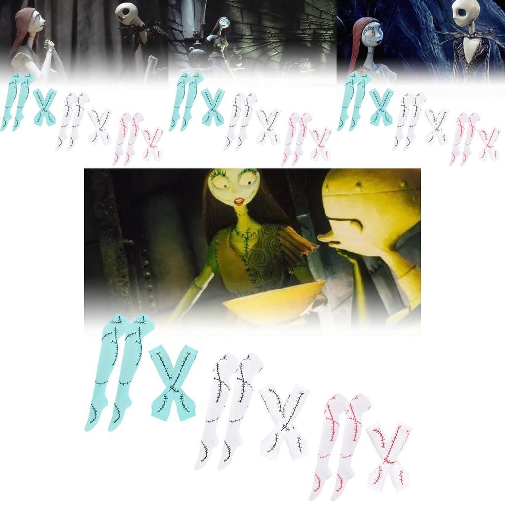 Модный комплект перчаток и носков Trendy Sally цвета морской волны с черной строчкой для косплея