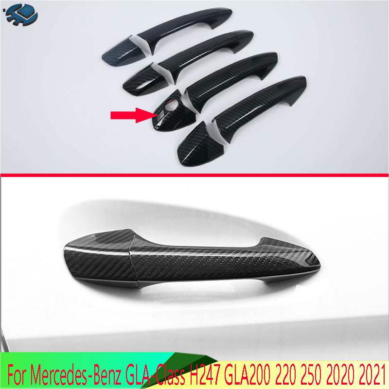 For Mercedes-Benz GLA-Class H247 GLA200 220 250 Car Accessories Carbon Fiber Style Door Handle Cover Trim Molding
