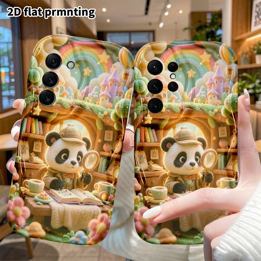 Phone case: 2D flat, suitable for Samsung Galaxy A34 A35 M05 M06 S20 S22 S21 FE Plus 5G protective cases, Panda Detective Treehouse, perfect Christmas