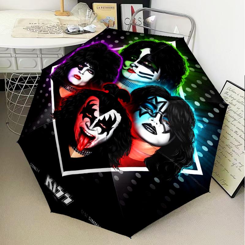 1 шт. Автоматический складной зонт Kiss Music, 8 спиц, дорожный зонт с автоматическим портативным чехлом, идеальный подарок на день рождения