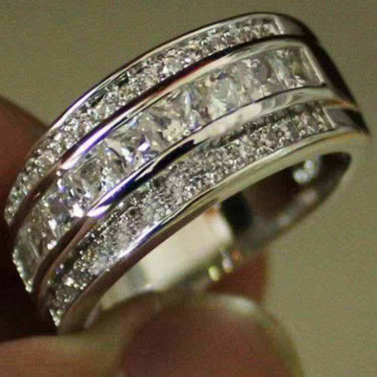 Кольцо унисекс с квадратным бриллиантом Chenrui Sapphire и позолотой - европейский и американский стиль