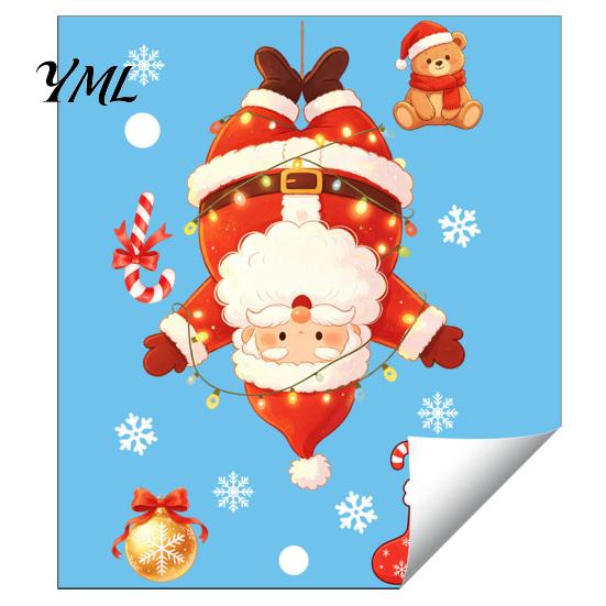 Waterproof PVC Stickers for Glass Doors Santa Claus Christmas Static Window Clings, with Snowflake Bear Party Decorations Store Bell Patterns,