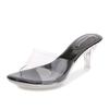 2024 Ladies 2024 Slippers Transparent Sandals Thin High Heels Crystal 6.5cm 8CM Heels Women Sexy Party Banquet Shoes 2024 Summer