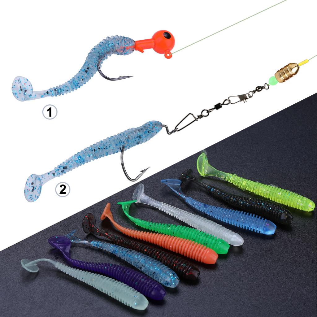 10pcs/lot Soft Rubber Bait Fishing Lure Wobbler Soft Worm Carp Fishing  Artificial Silicone Swimbait