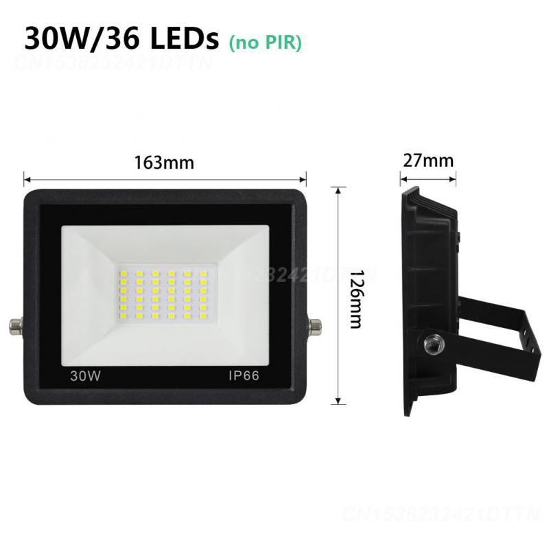 Floodlight 220v White Led Pir Motion Sensor 10w / 20w / 30w / 50w / 100w Durable For Outdoors Wall Hot Garden Spotlight 2024