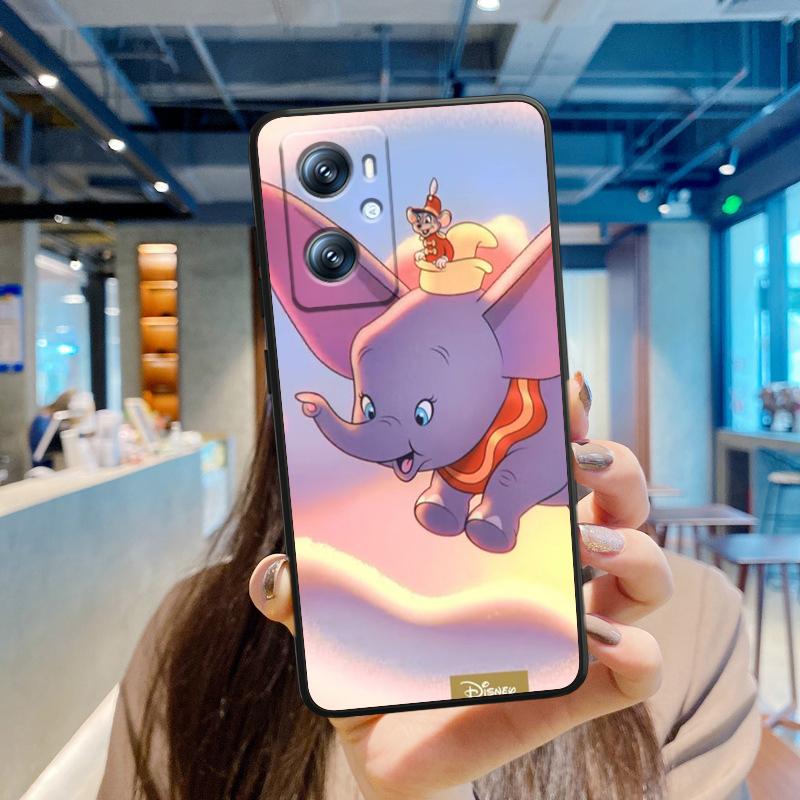 Милый мультфильм Дамбо для OPPO Find X6 X5 X3 A54S A5 A94 A16 A53S A57 A74 A72 A98 A78 A96 A9 5G черный мягкий чехол для телефона