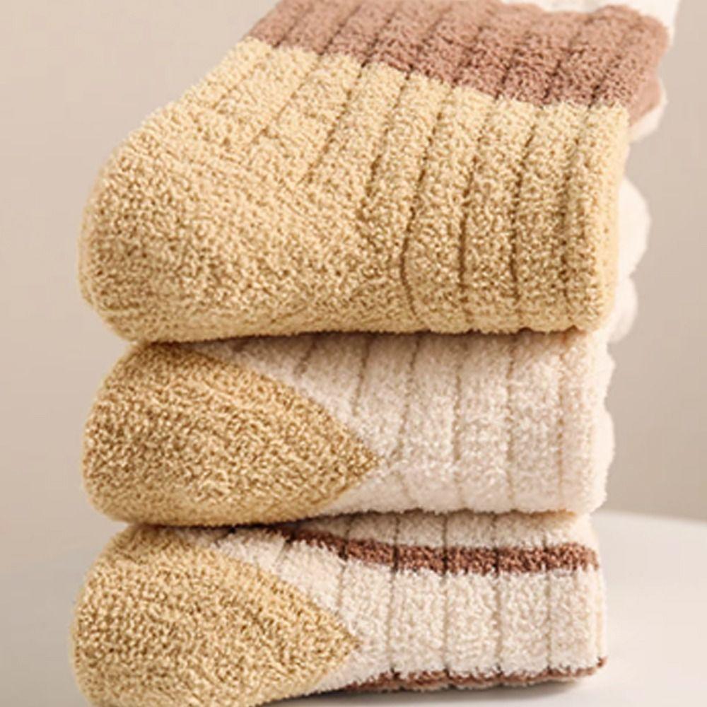 3Pair Thickened Baby Plush Socks Soft Newborn Boy Socks Casual Toddler Thermal Footwear Winter