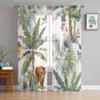 Jungle Tropical Safari Animal Elephant Sheer Window Curtains For Living Room Bedroom Voile Tulle Curtains Drapes For Kitchen