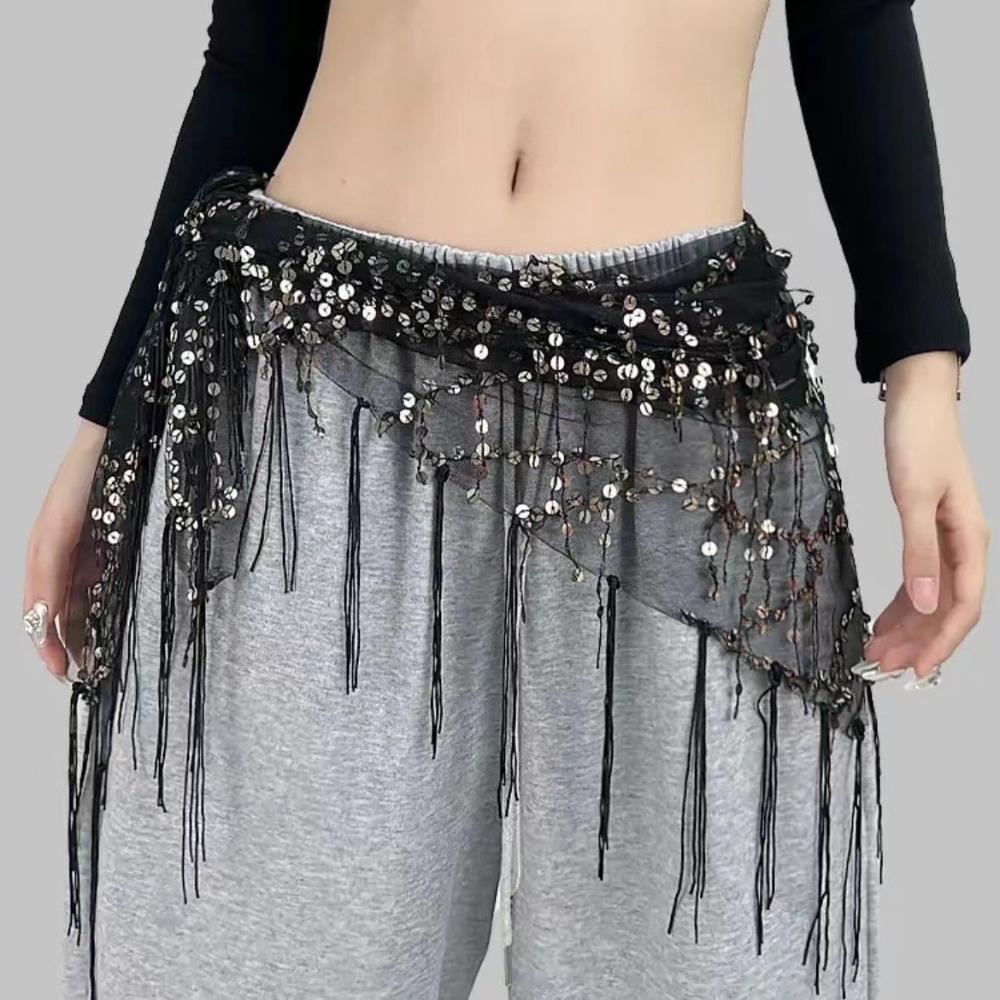Jeans Decor Tassels Belt Hip-hop Sequin Waistband Jazz Dance Hip Scarf  Waist Accessories