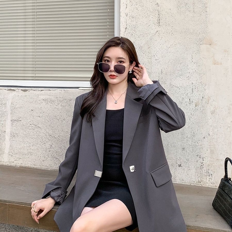 Костюм с разрезом на спине, черный пиджак и куртка для женщин с весенне-осенним дизайнерским темпераментом