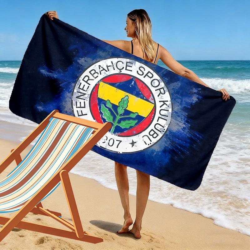Пляжное полотенце с принтом логотипа Fenerbahce SK, Большое, Мягкое, Быстросохнущее, для Пляжа, Кемпинга, Плавания