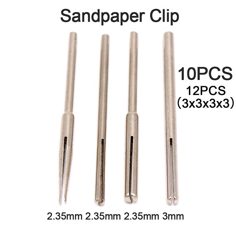 10Pcs/12Pcs Shank Sandpaper Clamp Split Mandrels Long Abrasive Holder Clip