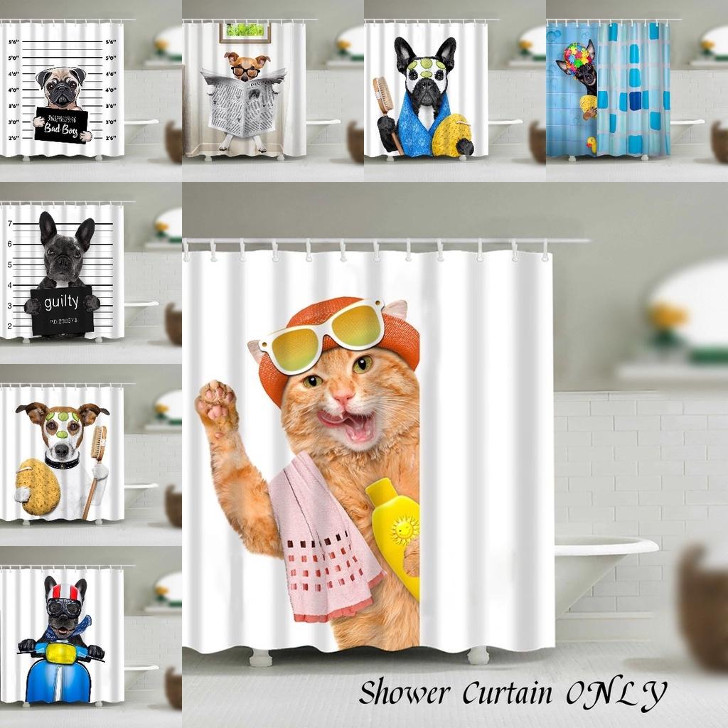 Милая шторка для душа с животными для собак и кошек, водонепроницаемая и прочная