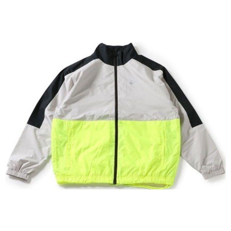 Nike Color Block Logo Print Stand Collar Zip Long Sleeve Jacket Men jackets Gray CQ0247-011