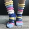 Autumn and Winter Colorful Patchwork Knitted Floor Socks, Warm Fashionable Comfortable Breathable Mid-calf Socks, Women's Socks with Stockings