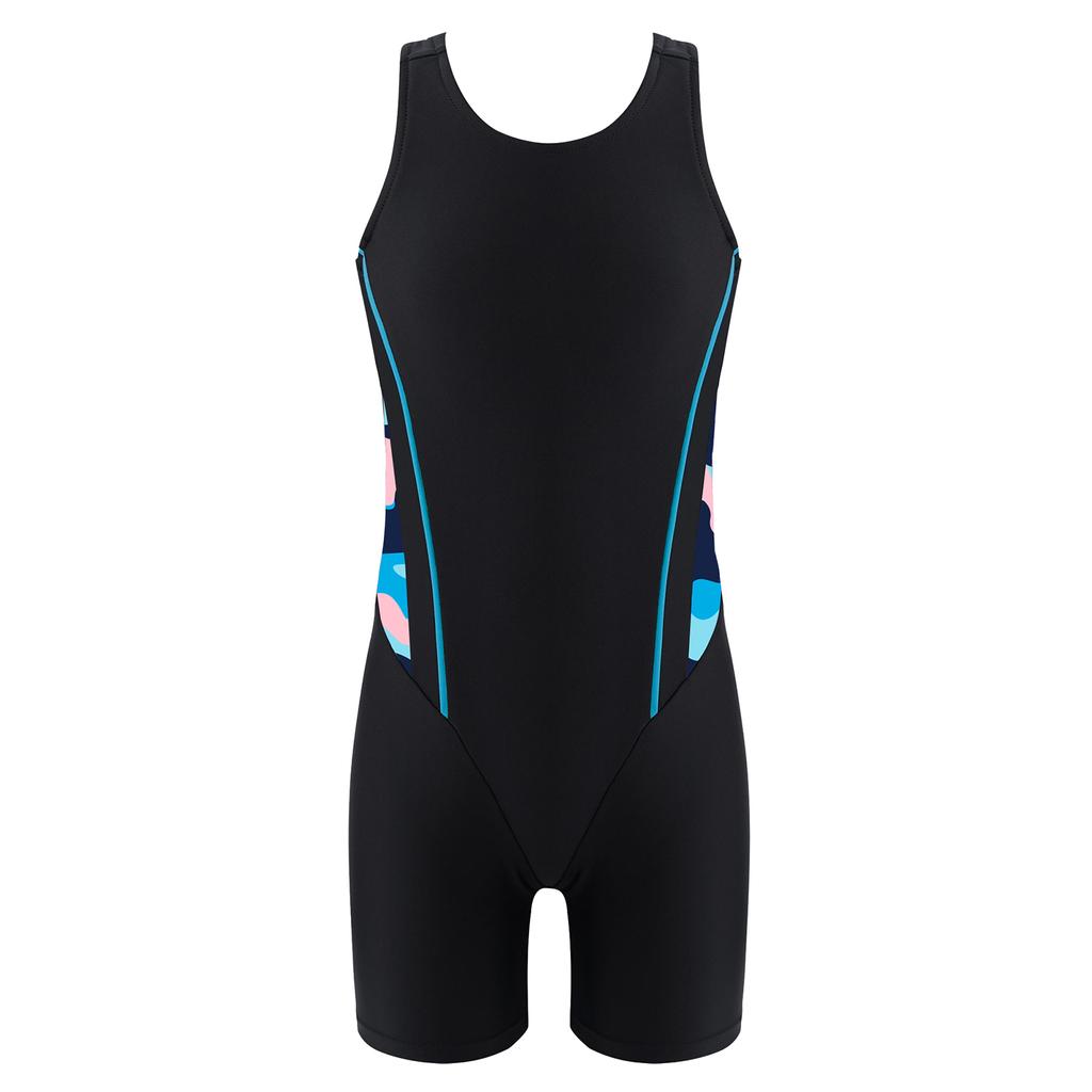 Детский цельный гидрокостюм без рукавов с круглым вырезом для девочек, купальник, купальный костюм