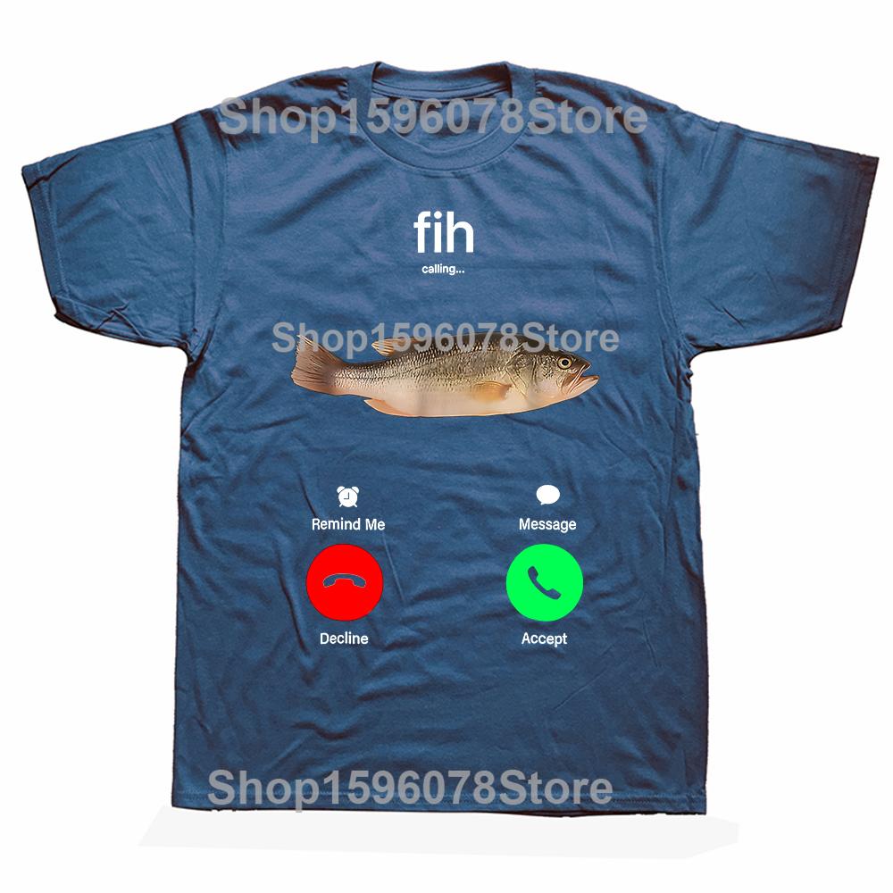 Funny Fih Call Call Me Back Fishing Graphic T-shirts Men Women's Fashion Casual Tshirt 100% Cotton Loose Oversized T Shirt