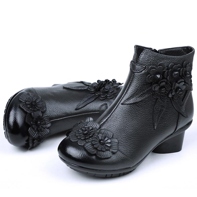 Женские ботинки из натуральной кожи в винтажном стиле