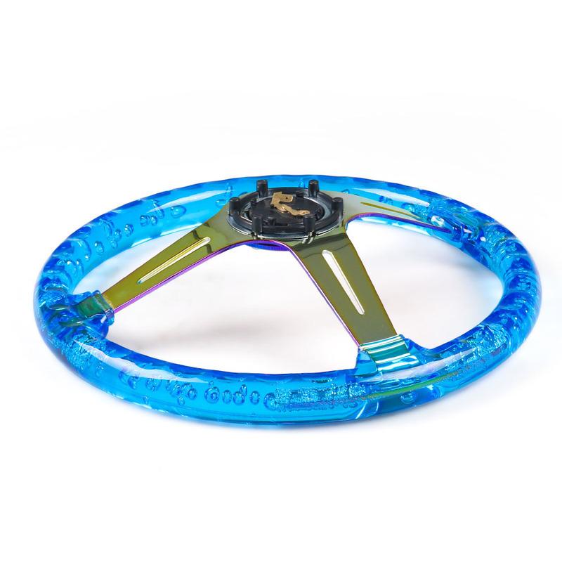 14inch 350MM Acrylic Steering Wheel & Horn Button 6 Holes Neo Chrome Steering Wheel Depth 71MM BX102089