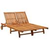 Double Sun Lounger Solid Acacia Wood