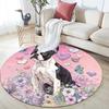 Cute Boston Terrier pattern round rug,Carpet Rug for Living Room Bedroom  Playroom ,Non-slip Floor Mat,Holiday Gifts and Birthday Gifts.