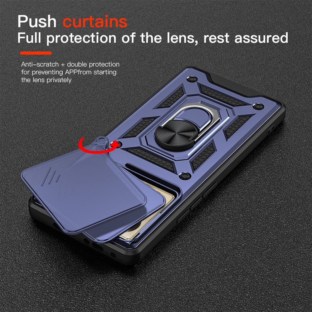 KEYSION Ударопрочный чехол для Infinix Note 40 Pro+ 5G Slide Camera Protection Metal Ring Stand Phone Cover для Infinix Note 40 4G