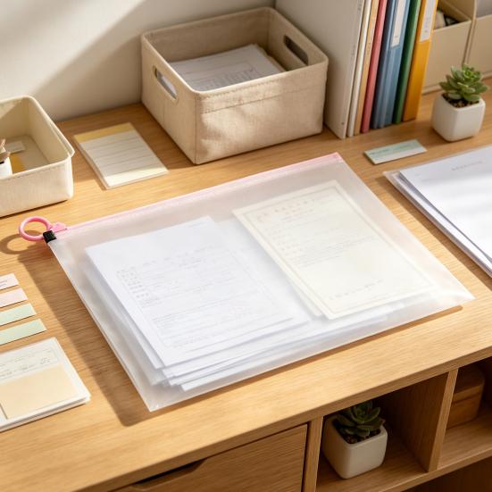 Waterproof File Envelope A4 Transparent Document Bag with Zipper, PP Folder, Durable Tear Test Paper Holder Resistant Plastic Storage Pouch