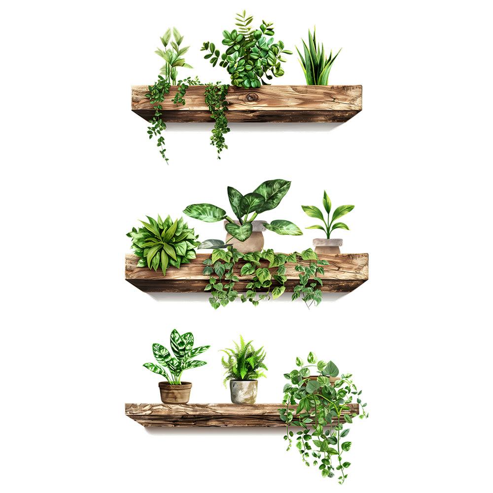 3Pcs/Set Creative Wall Stickers Potted Plant Decals Self-adhesive Removable Wall Mural DIY Wall Art Home Decoration Accessories