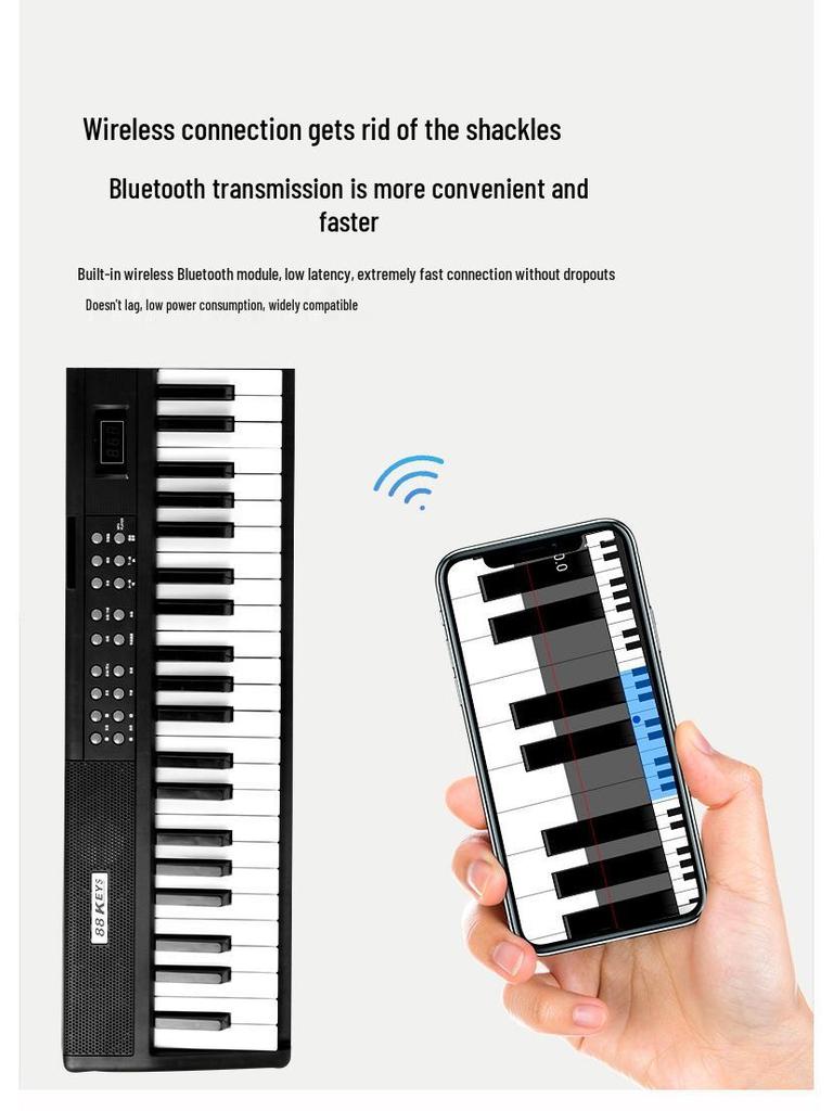 Перезаряжаемое 88-клавишное складное цифровое пианино: Bluetooth и MIDI, Идеально для начинающих и детей