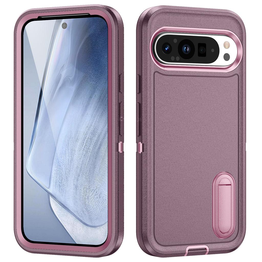 For Google Pixel 9 Pro XL Case Kickstand Phone Cover PC+Silicone+EVA 3-in-1 Design