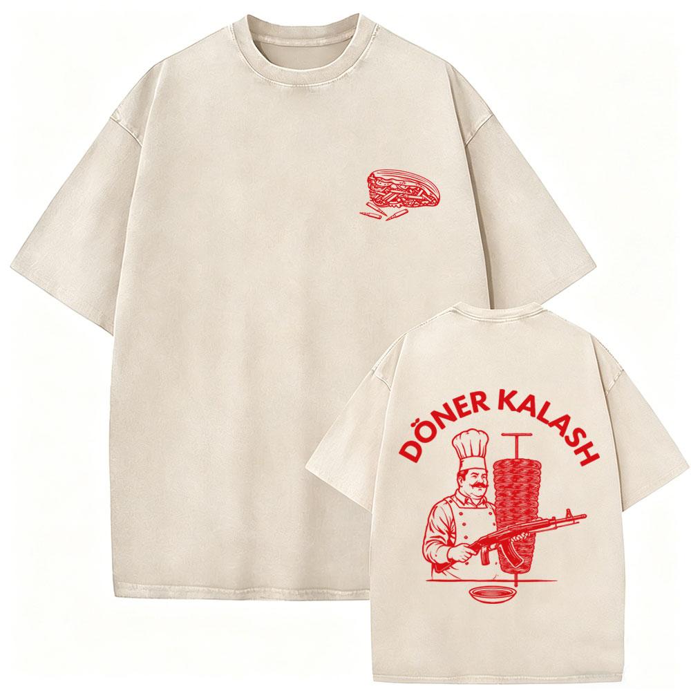 Washed Vintage Doner Kebab Kalash Funny T-shirt Forward Observations Group Tshirt Brothers in Arms T-shirts Men Retro T Shirts