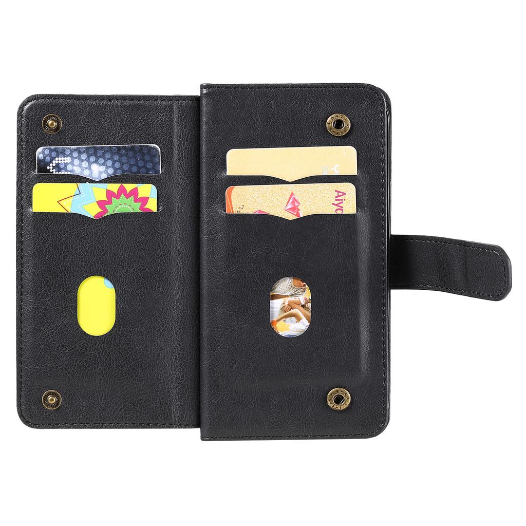 For iPhone 17 Pro Leather Case with 10 Card Holder Phone Cover Stand