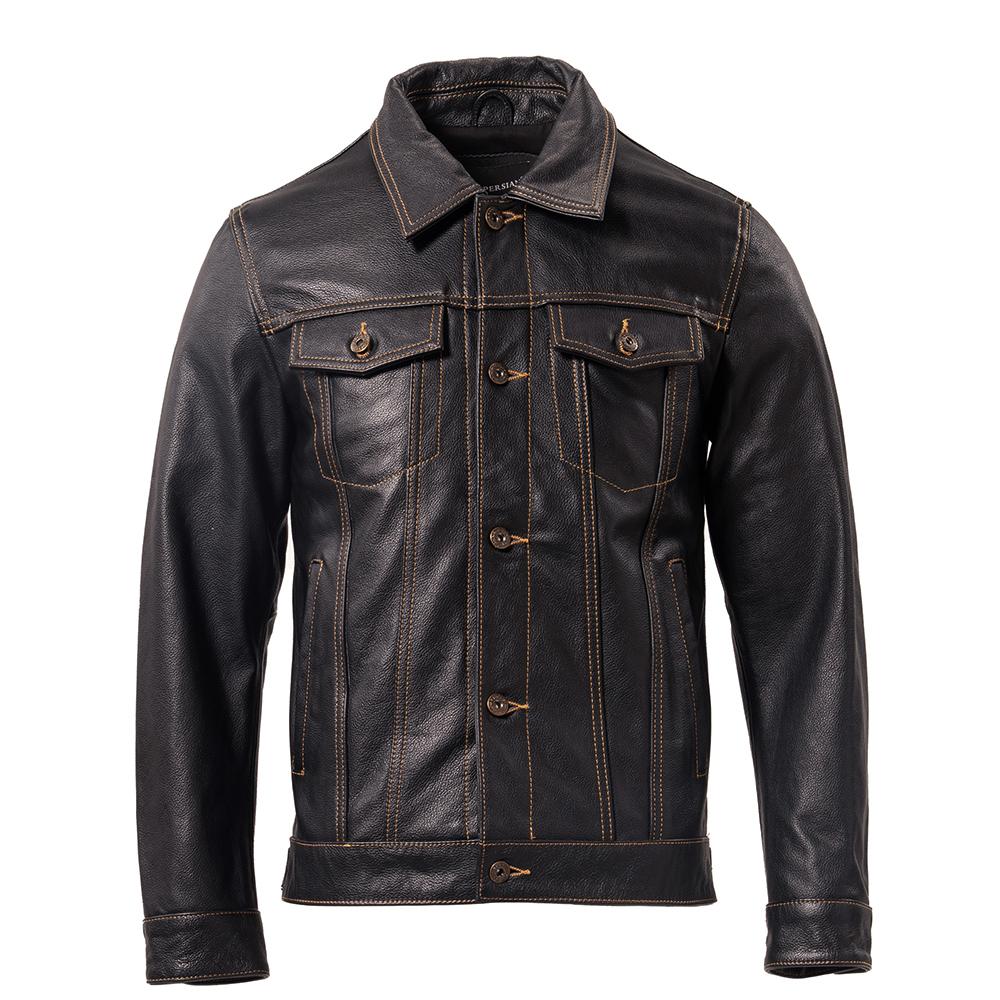 Китайский размер, классическая куртка из натуральной коровьей кожи 507 для мужчин, синяя, черная, приталенная, натуральная кожа, мужская одежда, осенняя, азиатского размера