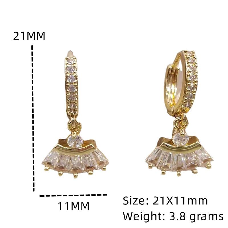 Корейские трендовые веерообразные серьги с цирконием для женщин, модные серьги золотого цвета, ювелирные изделия, свадебные аксессуары