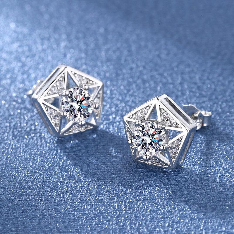 925 Silver Women Hoop Earrings Fashion Pendientes Gift for Female Girl Sparkling Pave CZ U Heart Shape Star Moon Earring E1258