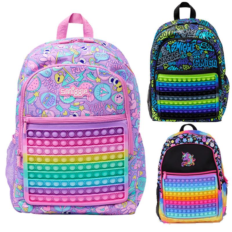 Smiggle Школьный рюкзак с пузырьками для снятия стресса, большой вместимости, для детей