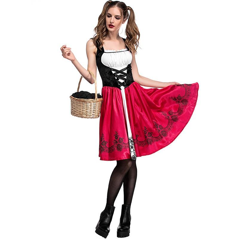 Adult Little Red Riding Hood Costume Halloween Party Cosplay Sweet Style Set Women