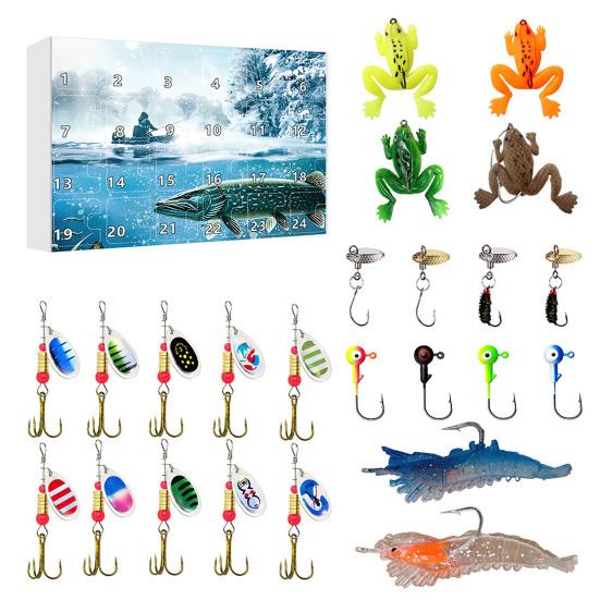 2025 Fishing Lure Advent Calendar 24-Day Countdown Box with Surprise Baits Holiday Countdown Decor Christmas Gift for Men Boys Anglers