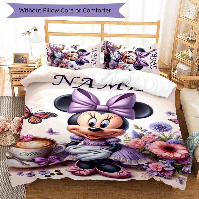 3pcs Minnie3 Cover Set - Personalized Name, HD Printed Bedding with 1 Cover and 2 Pillowcases - Perfect for Home Decor, Easy Care