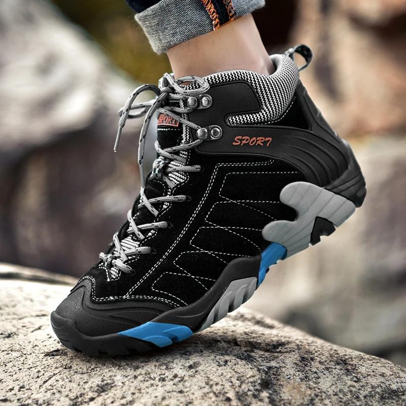 Теплые зимние ботинки для мужчин Снежные ботинки Botas Хлопковые туфли Мягкие Удобные Зимние ботинки Мужские Плюшевый бархат Снежные Мужские Горные ботинки