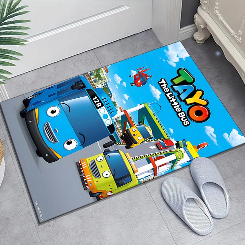 1pc Tayo The Little Bus3 Design Area Rug - Non-Slip, Soft & Cozy Floor Mat for Living Room, Bedroom, Office - Indoor/Outdoor Decorative Carpet